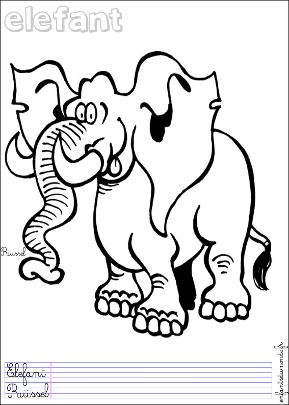 coloriage elephant 2